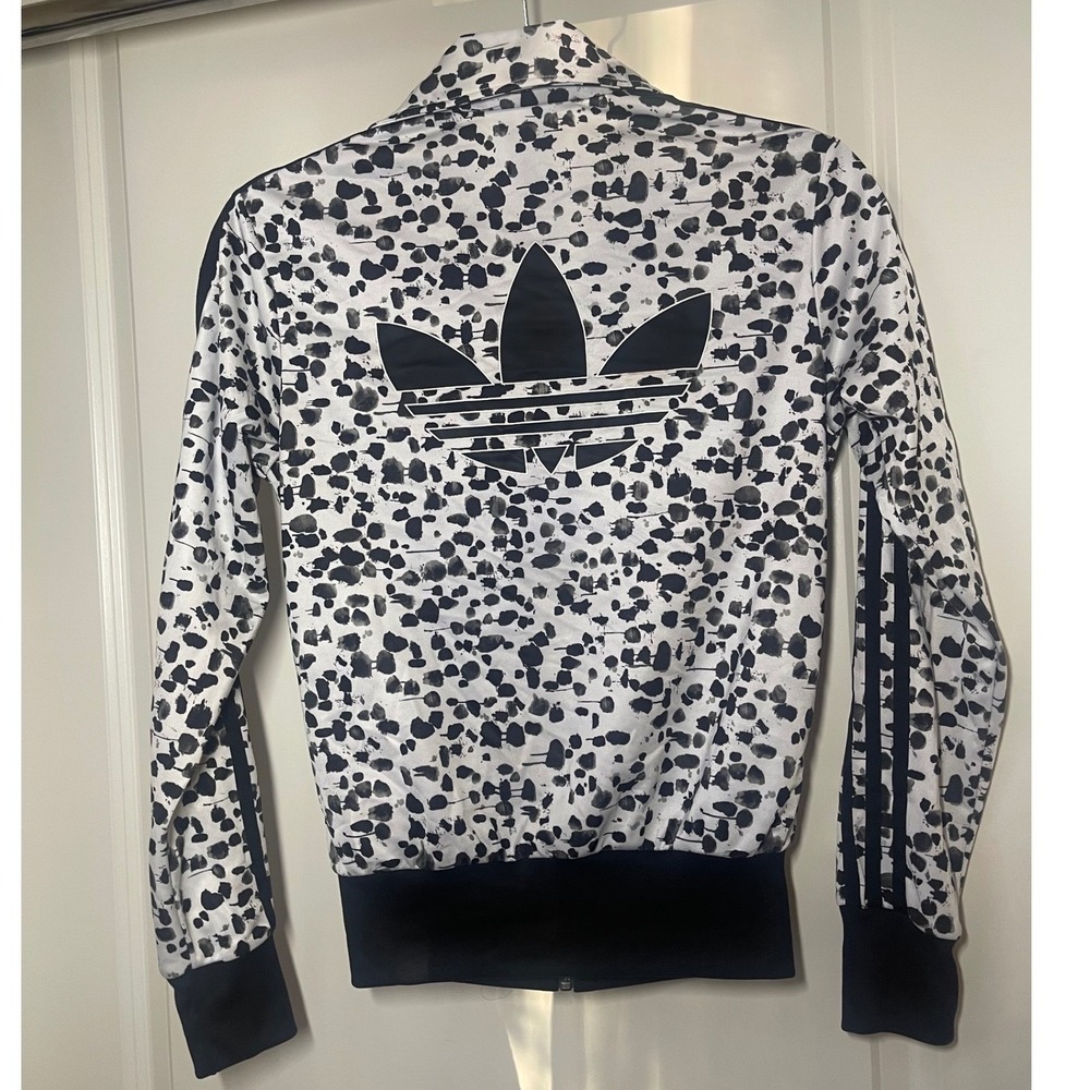 Adidas Originals Women Track Jacket Black White Ink Blot Trefoil Print - Picture 3 of 8